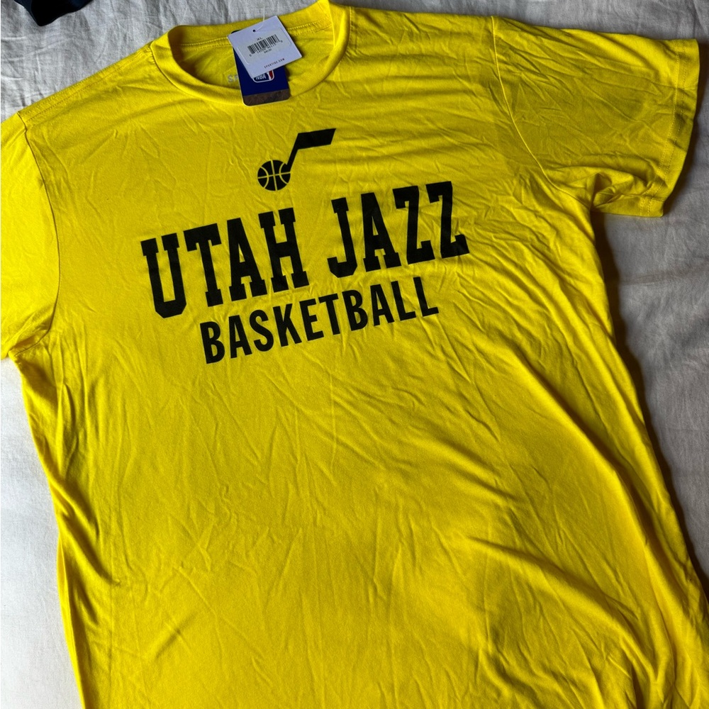NWT Utah Jazz yellow sportiqe XL tee
